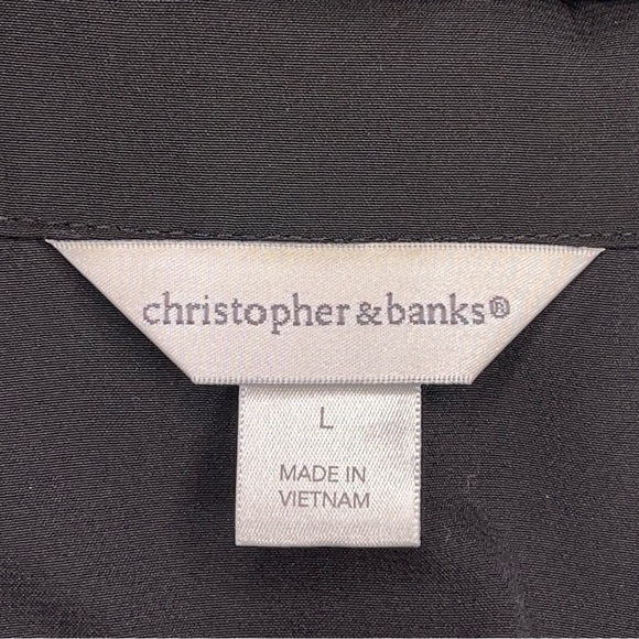 LARGE CHRISTOPHER AND BANKS BLACK LEOPARD PIPING VEST ZIP CLOSURE OUTDOOR - Picture 9 of 11